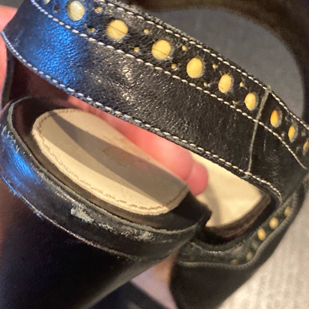 Women's L.A.M.B. Heels Black Gold Size 6.5 - Picture 11 of 14